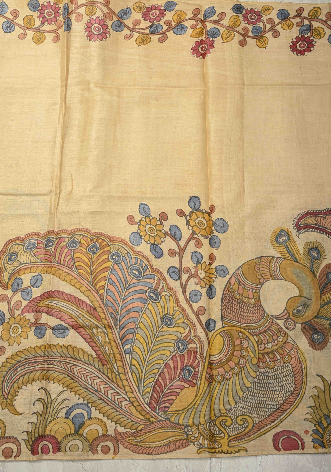 Authentic Pen Kalamkari on Pure Tussar Silk Saree  | SILK MARK CERTIFIED