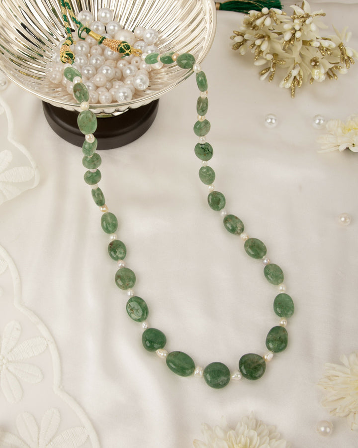 Chandrika Vana: Aventurine & Pearl Mala  | SHOBITAM