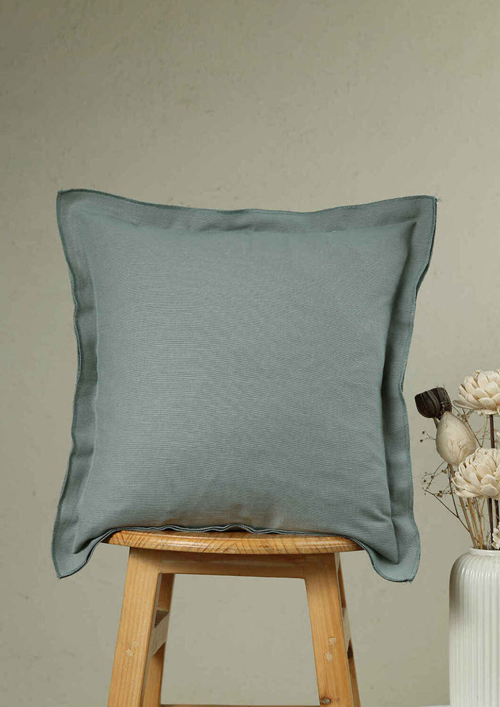 Basil Green Solid 100% Cotton Cushion Cover For Sofa | SHOBITAM