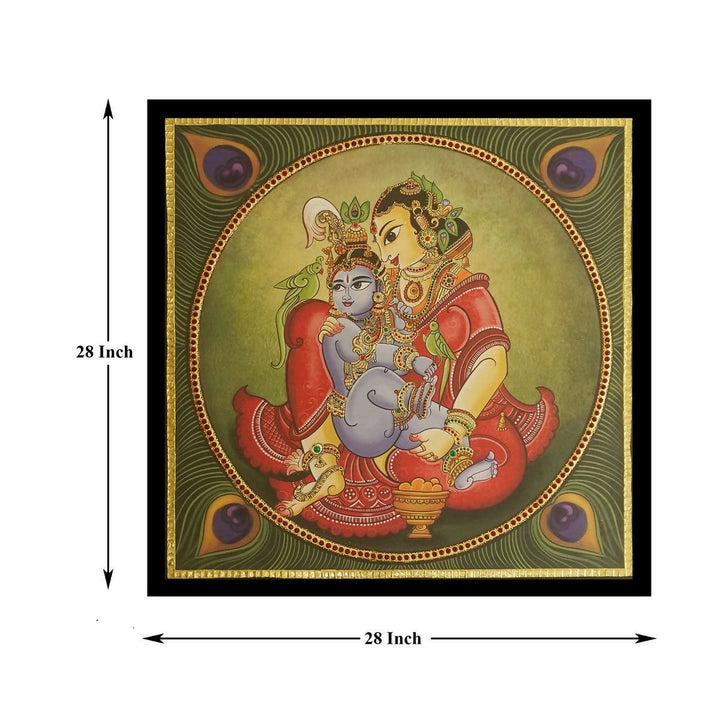 TANJORE PAINTING YASODHA KRISHNA 28*28 | SHOBITAM
