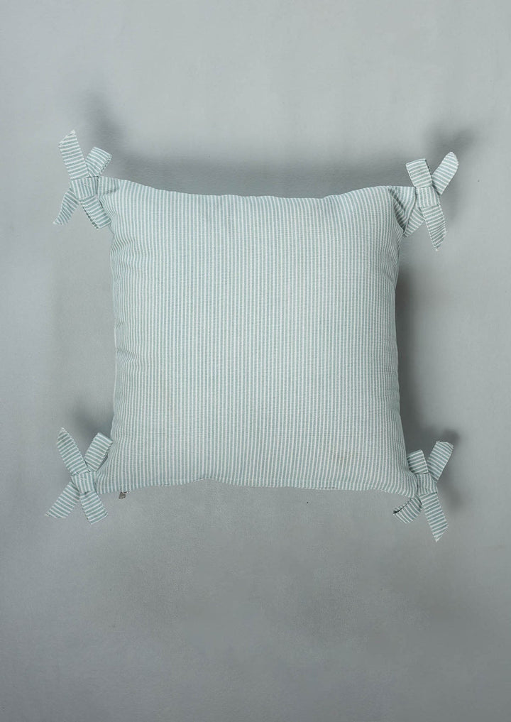 Belle Teal Embroidered 100% Cotton Cushion Cover For Sofa | SHOBITAM
