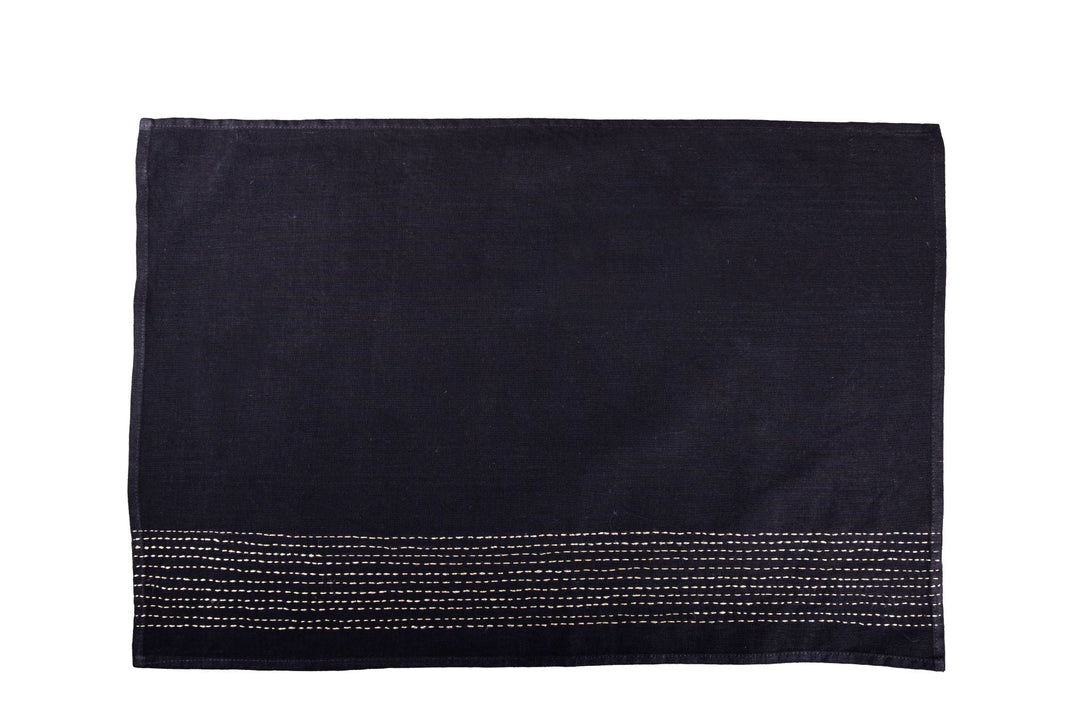 Black Zari Kantha Cotton Table Mats- 4Pack | SHOBITAM