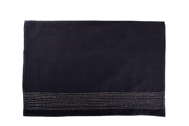 Black Zari Kantha Cotton Table Mats- 4Pack | SHOBITAM