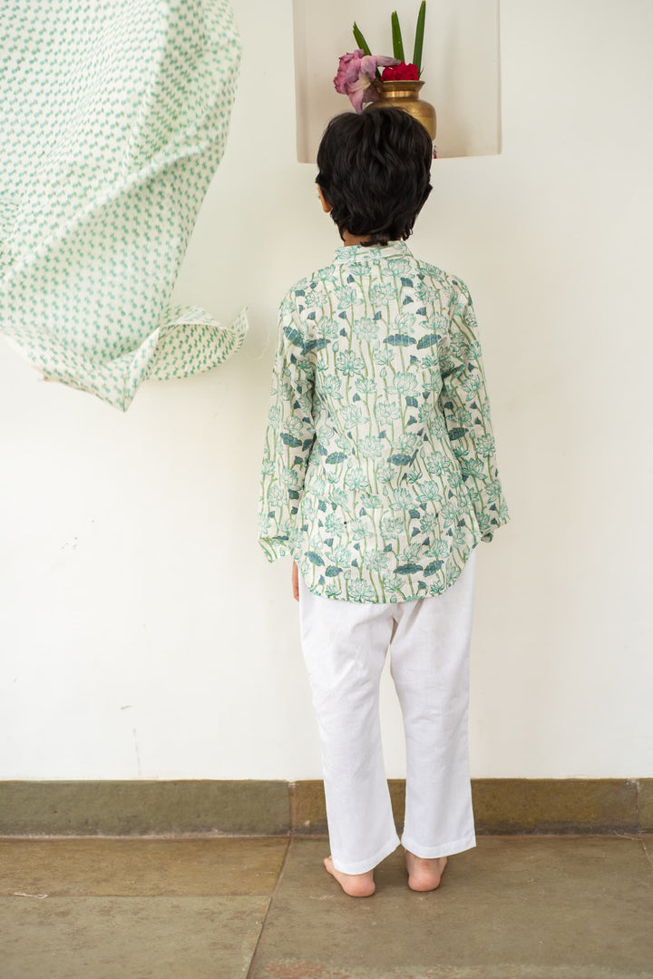 Blue Lotus Bloom Kurta Set | SHOBITAM
