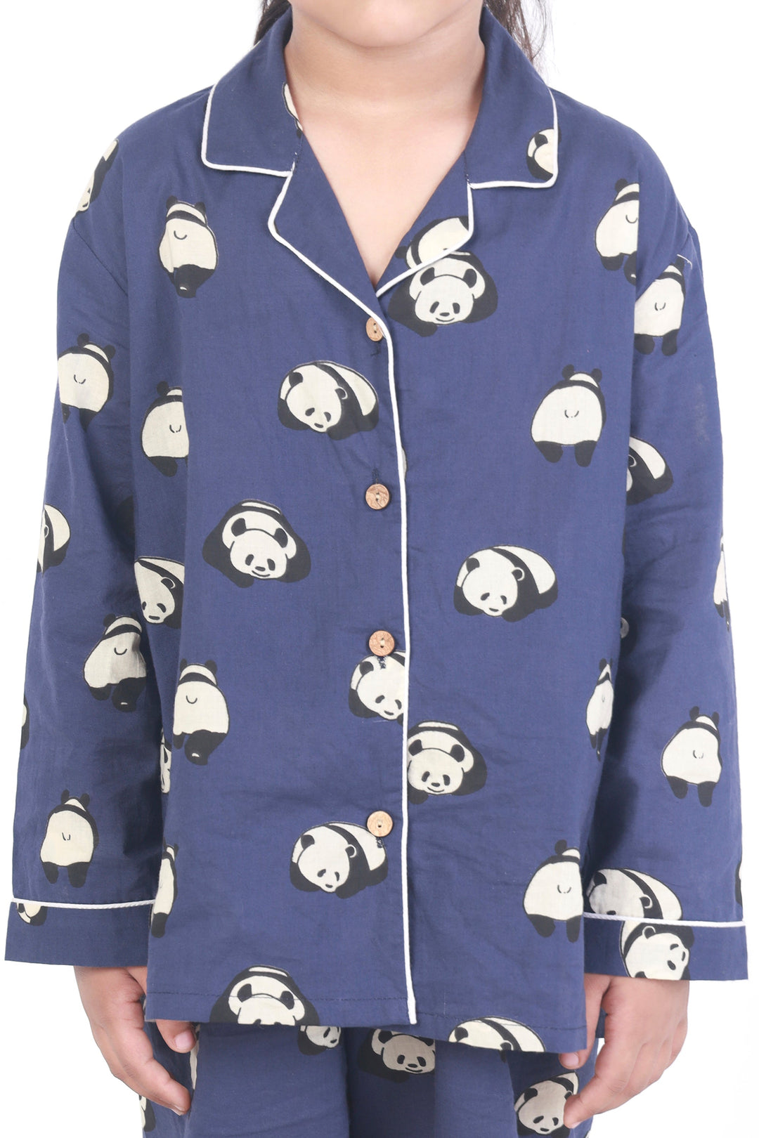 Sleepy Panda Print Cotton Shirt & Pyjama Nightsuit for Kids Unisex | SHOBITAM