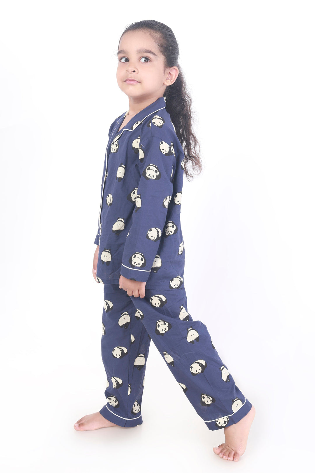 Sleepy Panda Print Cotton Shirt & Pyjama Nightsuit for Kids Unisex | SHOBITAM