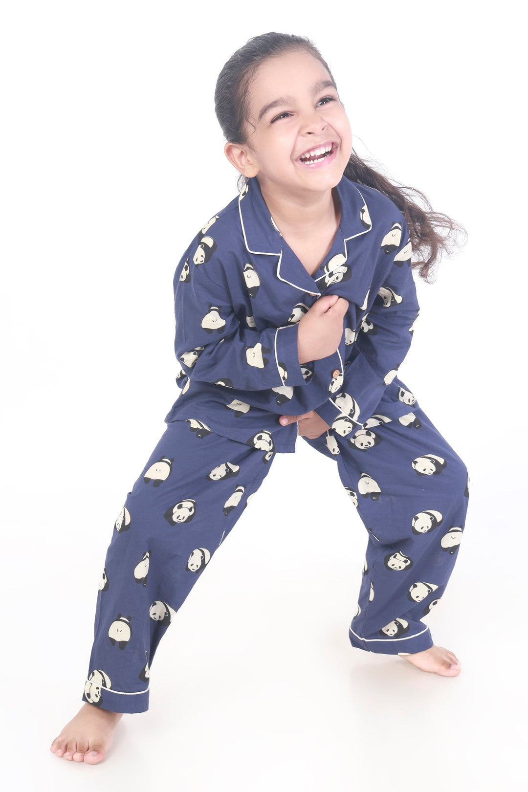 Sleepy Panda Print Cotton Shirt & Pyjama Nightsuit for Kids Unisex | SHOBITAM