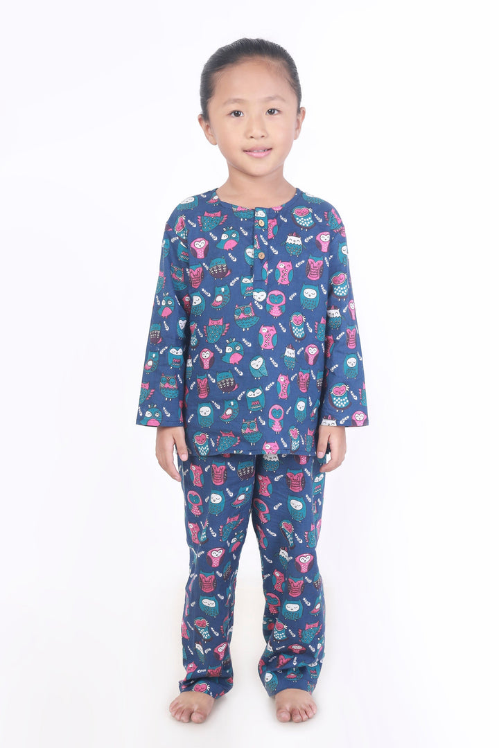 Sleepy Owl Cotton Nightsuit for Kids Unisex | SHOBITAM