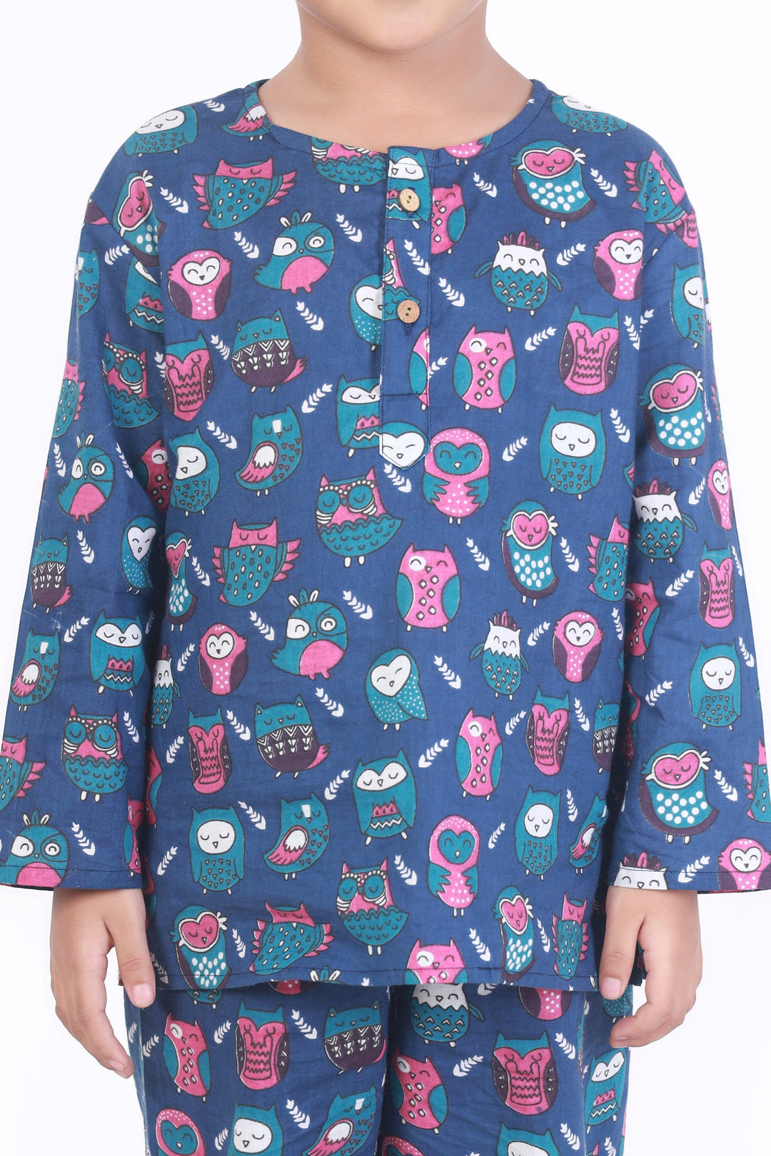 Sleepy Owl Cotton Nightsuit for Kids Unisex | SHOBITAM