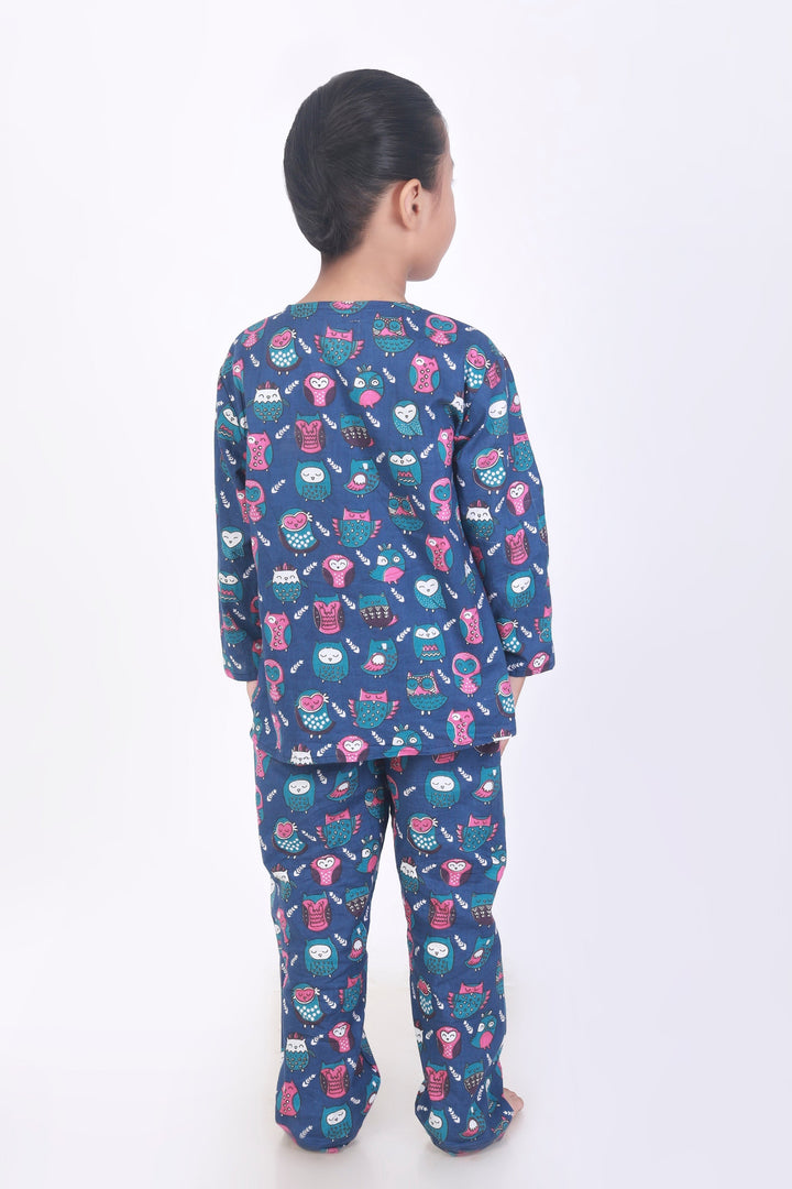 Sleepy Owl Cotton Nightsuit for Kids Unisex | SHOBITAM