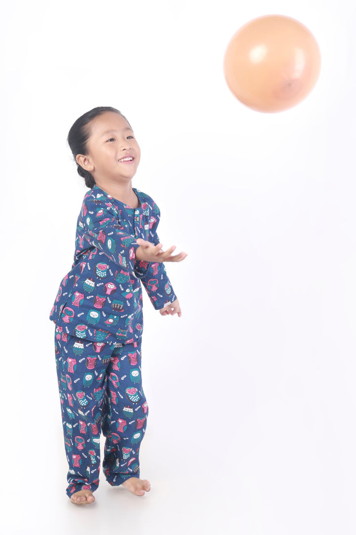 Sleepy Owl Cotton Nightsuit for Kids Unisex | SHOBITAM