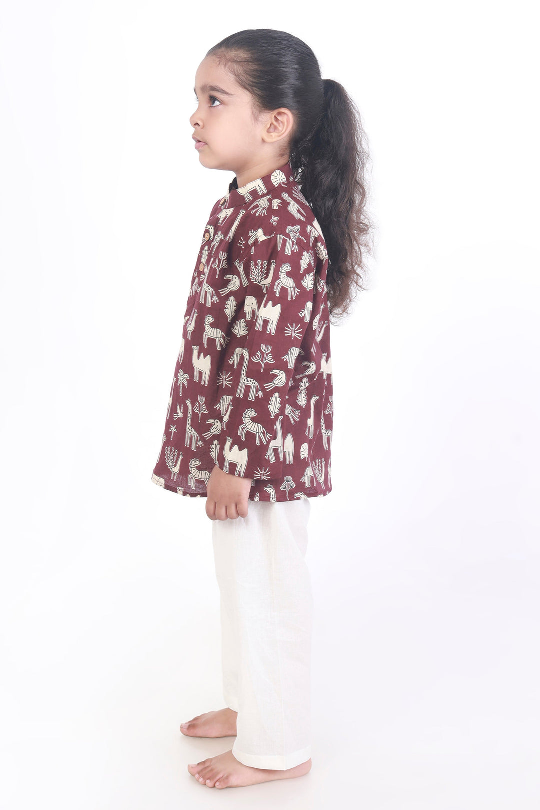 Jamun Safari Print Cotton Kurta & Pyjama  Unisex Set for Kids Unisex | SHOBITAM