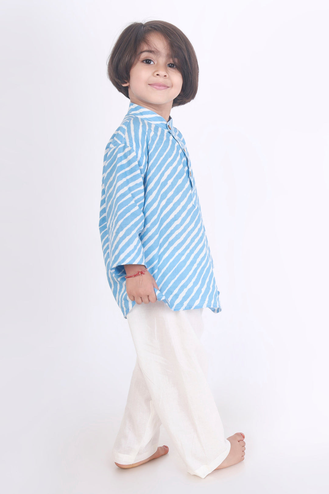 Neel Stripes Cotton Kurta & Pyjama Nightsuit Set for Kids Unisex | SHOBITAM