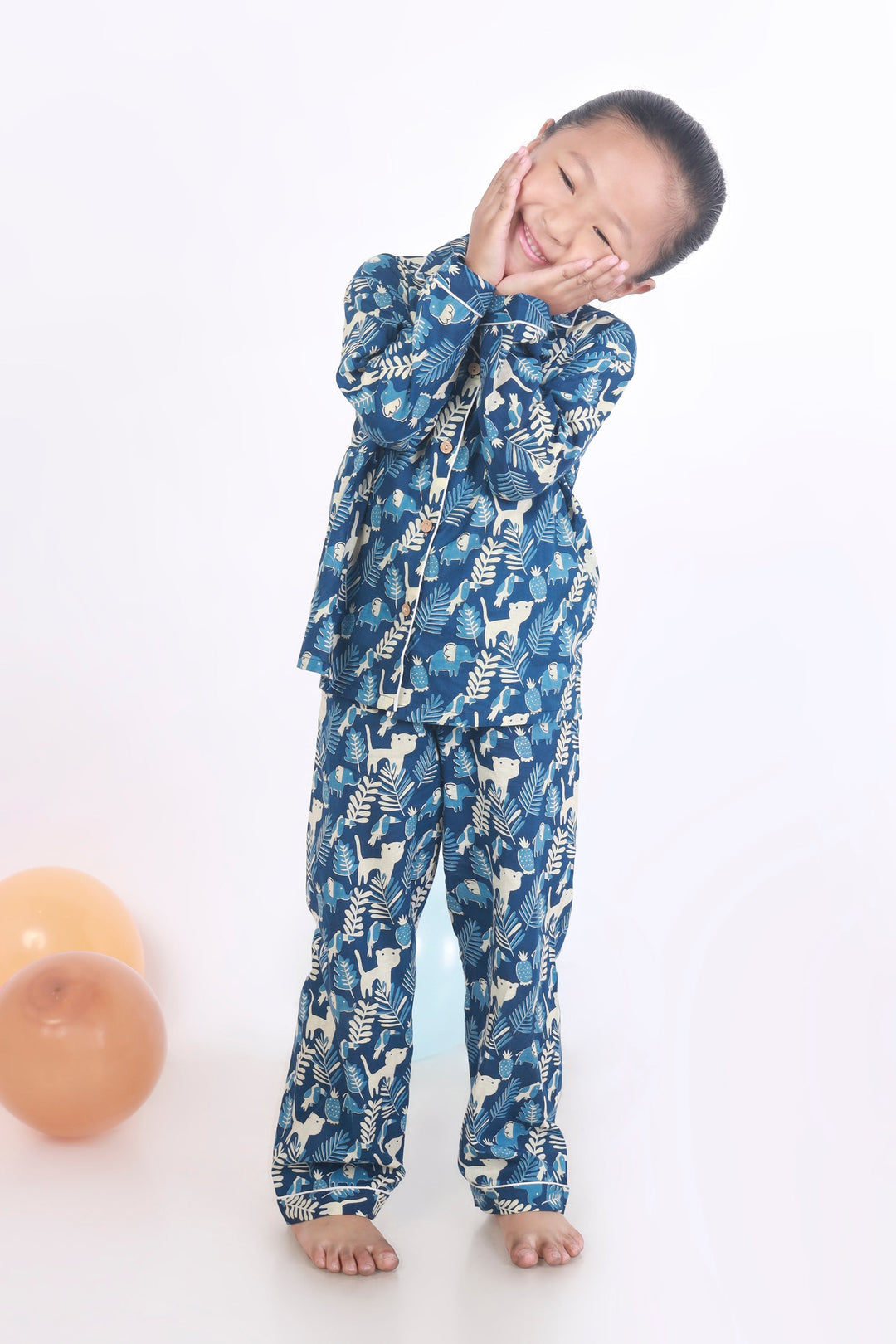Nila Jungle Print Cotton Shirt & Pyjama Nightsuit for Kids Unisex | SHOBITAM