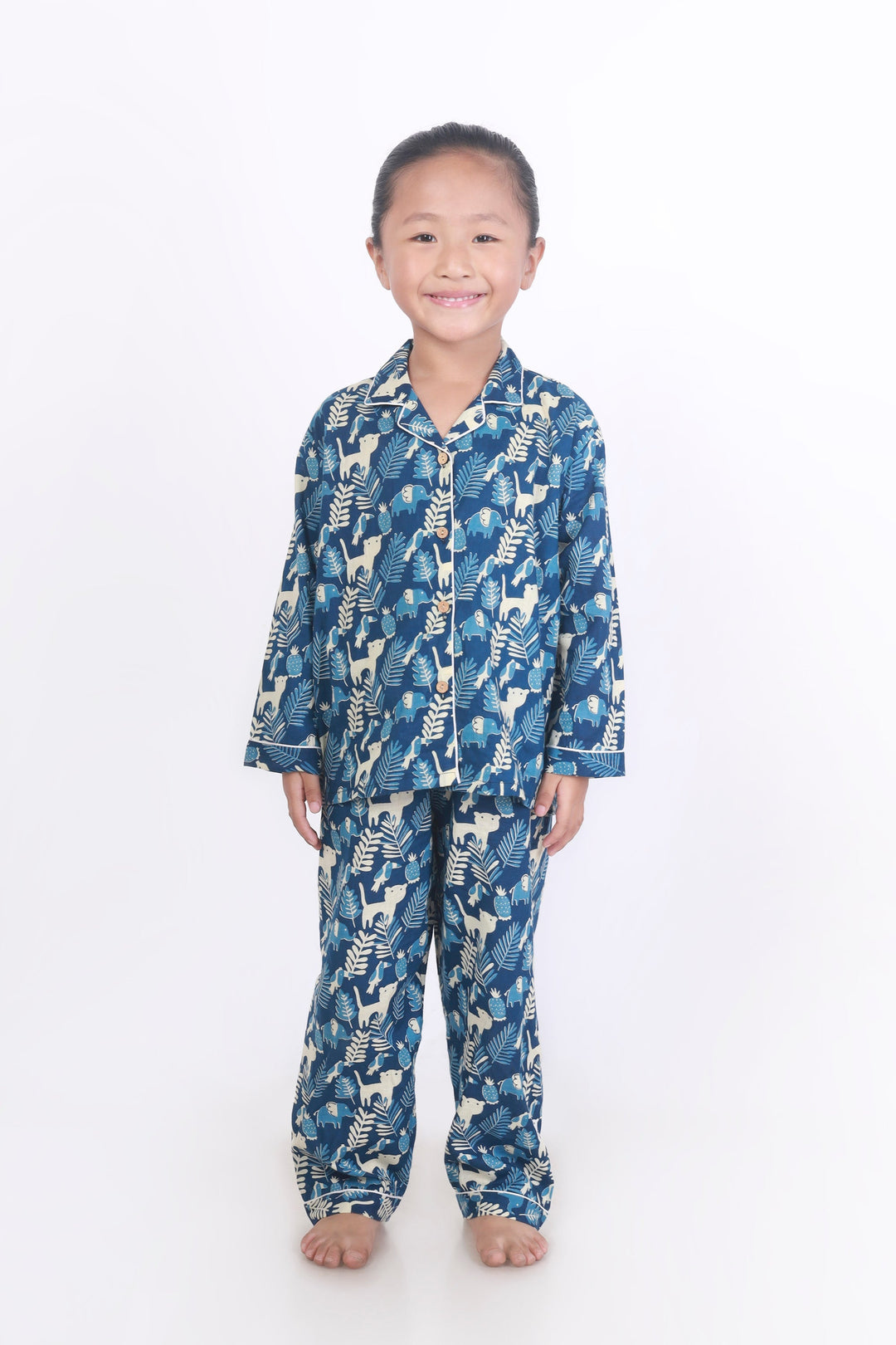 Nila Jungle Print Cotton Shirt & Pyjama Nightsuit for Kids Unisex | SHOBITAM