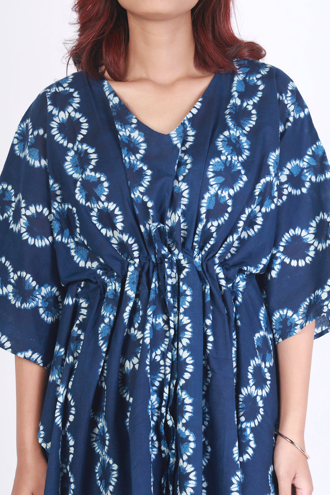 Nitya Blue Abstract Print Cotton Kaftan Set | SHOBITAM