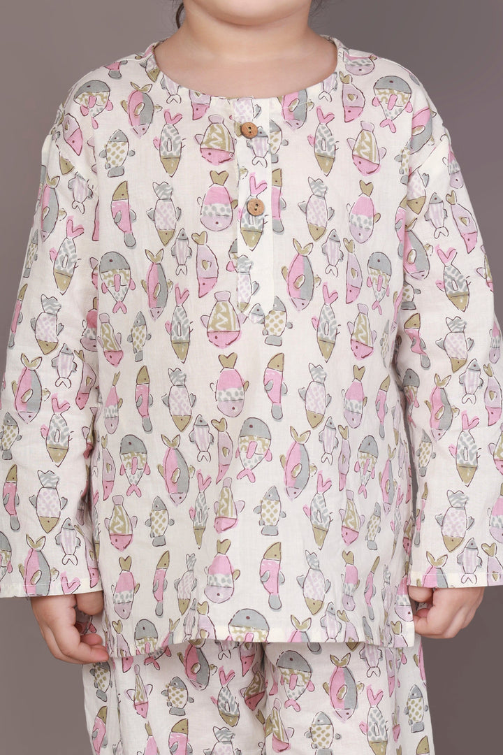 Nemo Land Print Kurta Pajama Nightsuit Set for Kids Unisex | SHOBITAM