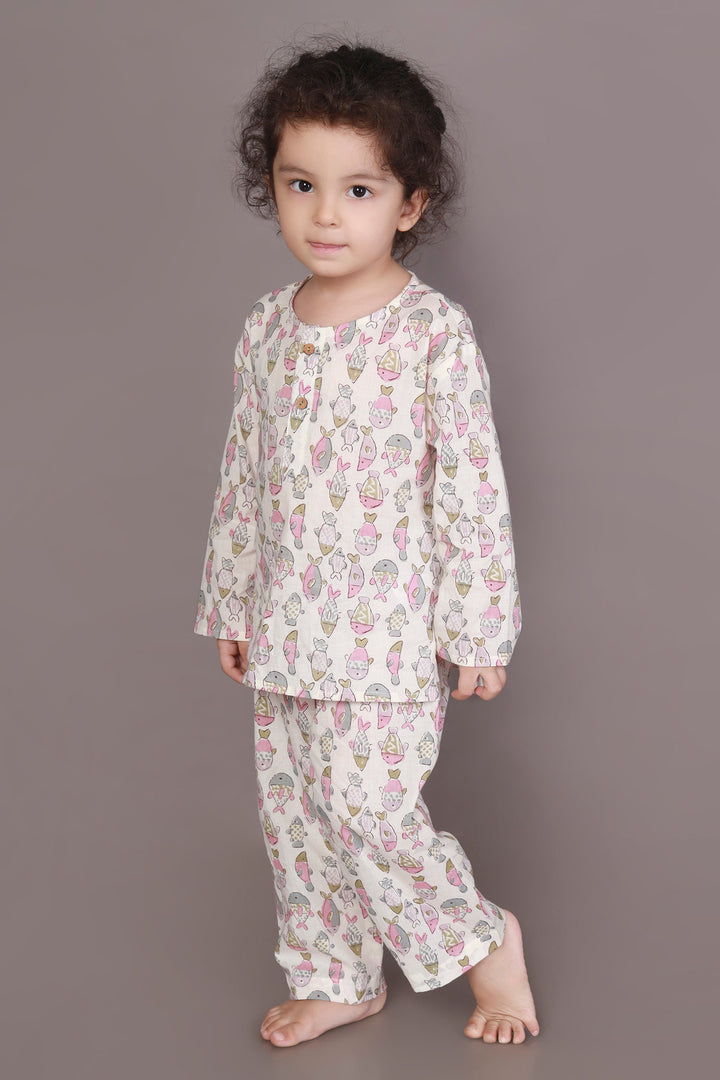 Nemo Land Print Kurta Pajama Nightsuit Set for Kids Unisex | SHOBITAM