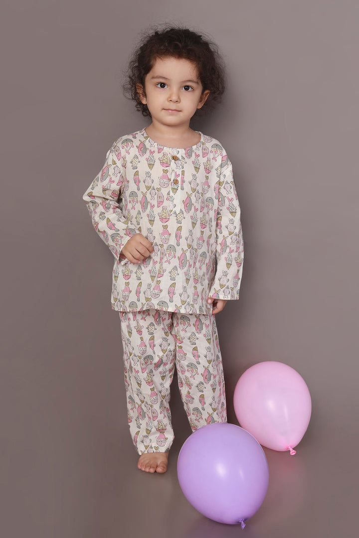 Nemo Land Print Kurta Pajama Nightsuit Set for Kids Unisex | SHOBITAM