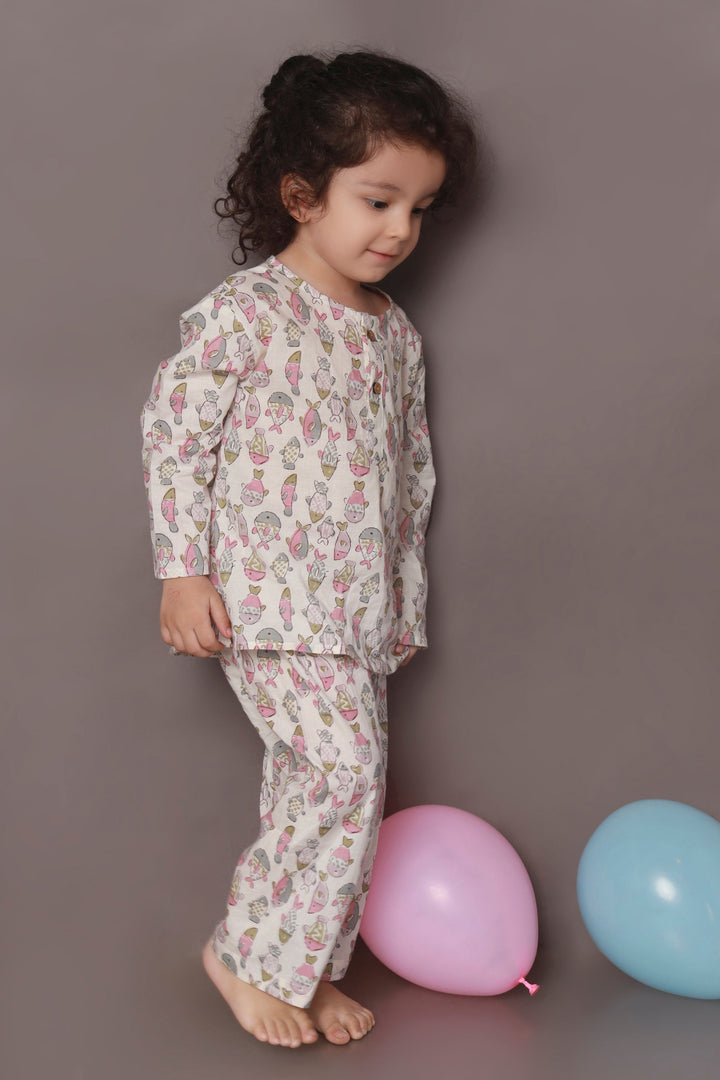 Nemo Land Print Kurta Pajama Nightsuit Set for Kids Unisex | SHOBITAM