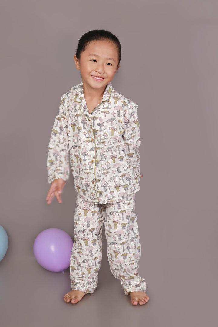 My Mushroom Story Print Shirt & Pyjama Unisex Nightsuit | SHOBITAM