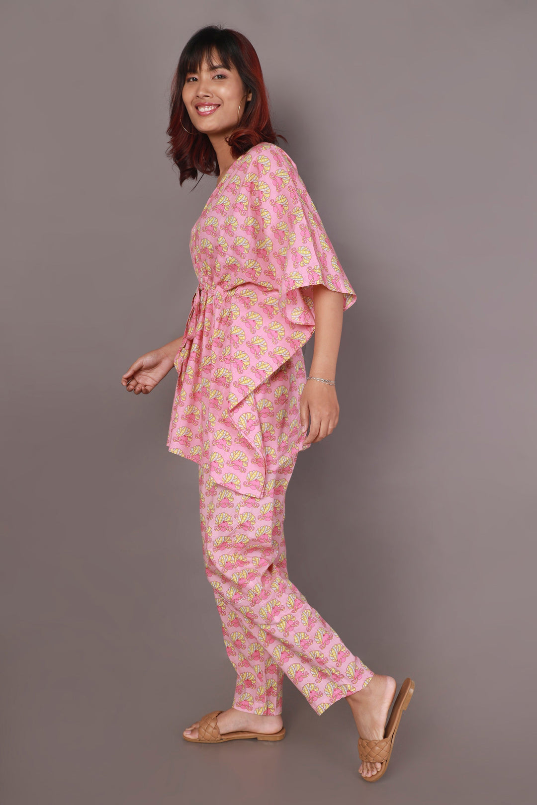 Pink Play Quirky Print Kaftan Set | SHOBITAM