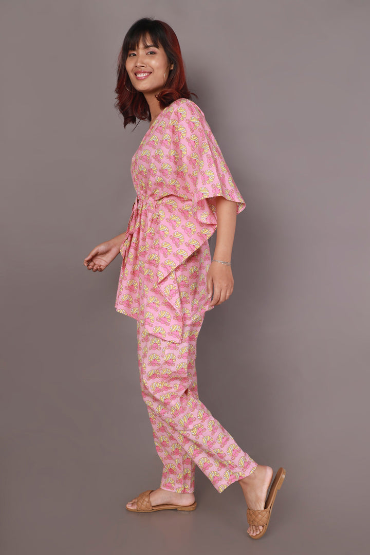 Pink Play Quirky Print Kaftan Set | SHOBITAM