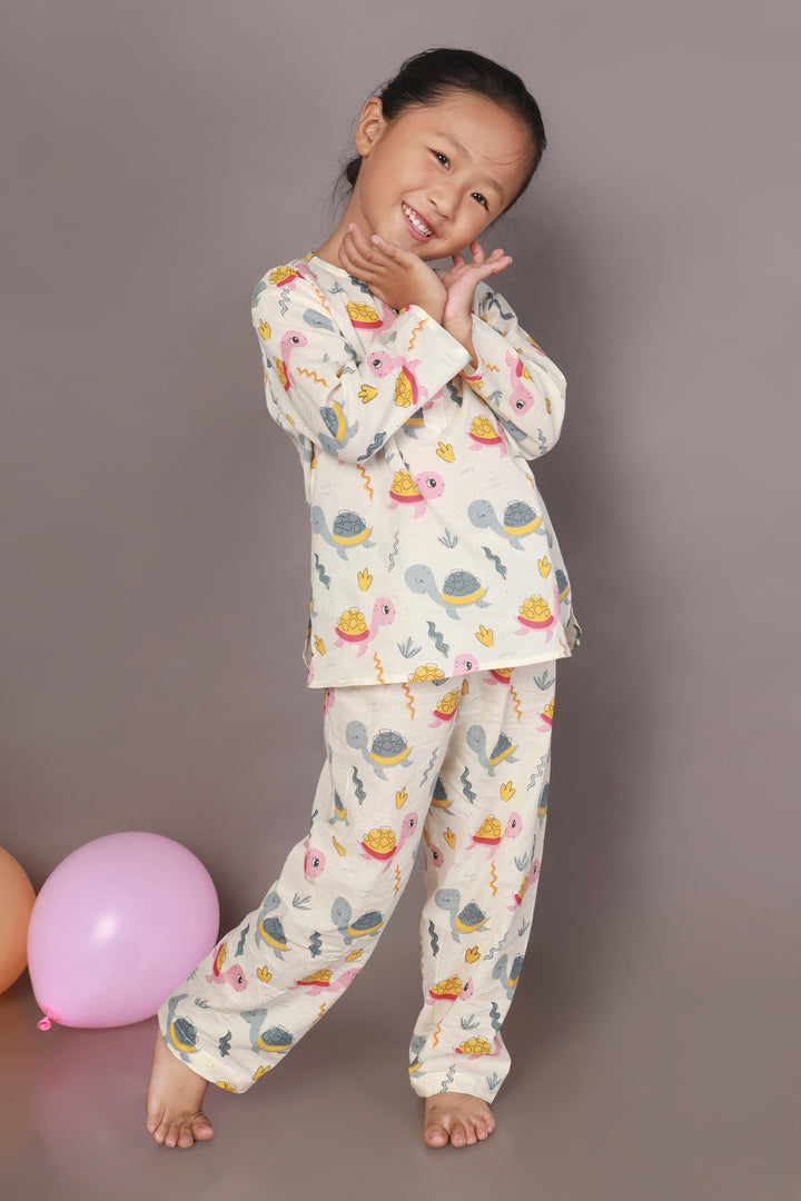 Turtle Stories Print Co-ord Set for Kids Unisex | SHOBITAM
