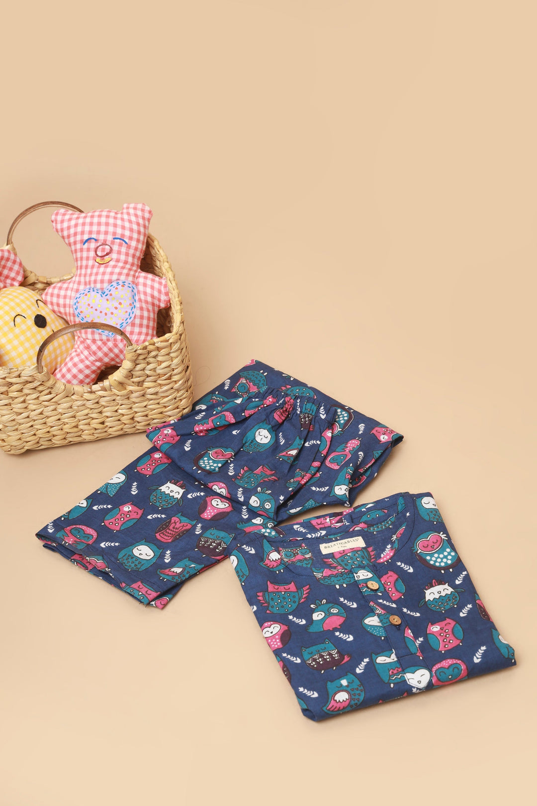 Sleepy Owl Cotton Nightsuit for Kids Unisex | SHOBITAM