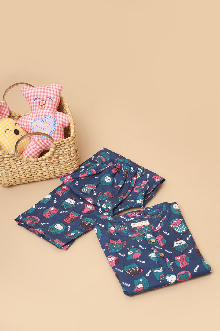 Sleepy Owl Cotton Nightsuit for Kids Unisex | SHOBITAM
