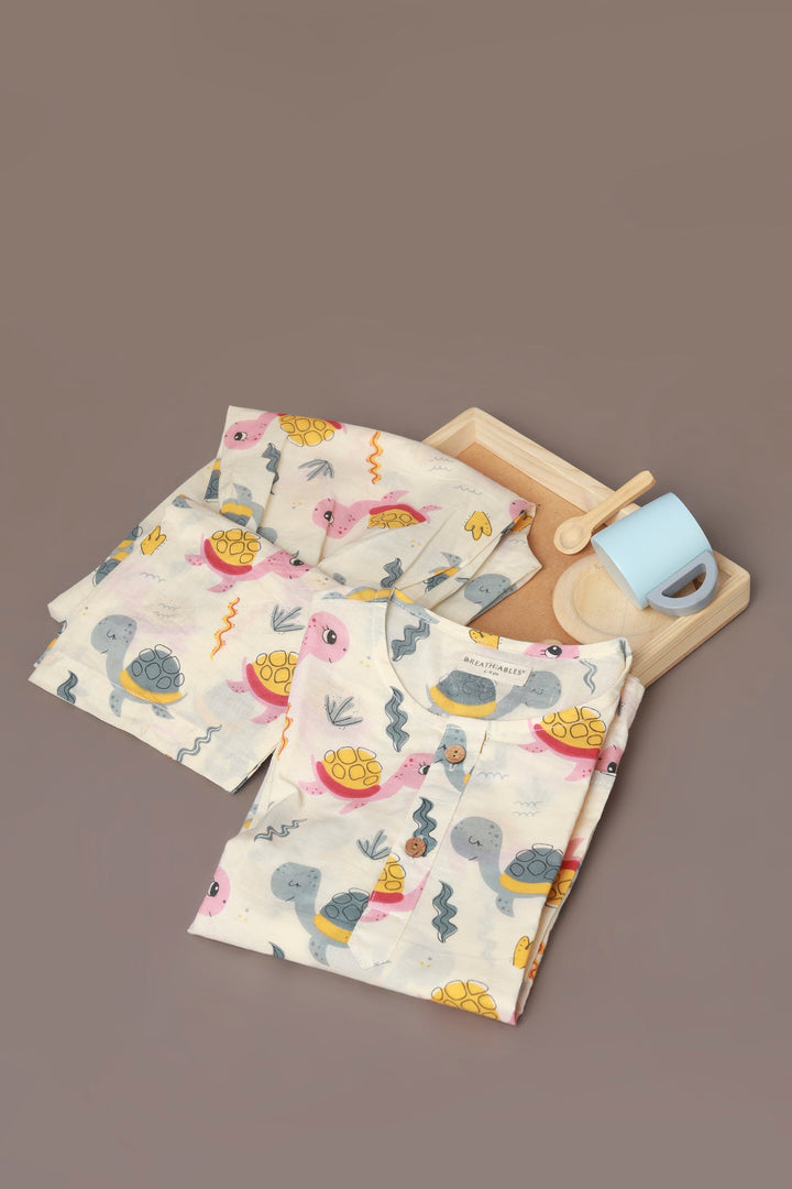 Turtle Stories Print Co-ord Set for Kids Unisex | SHOBITAM