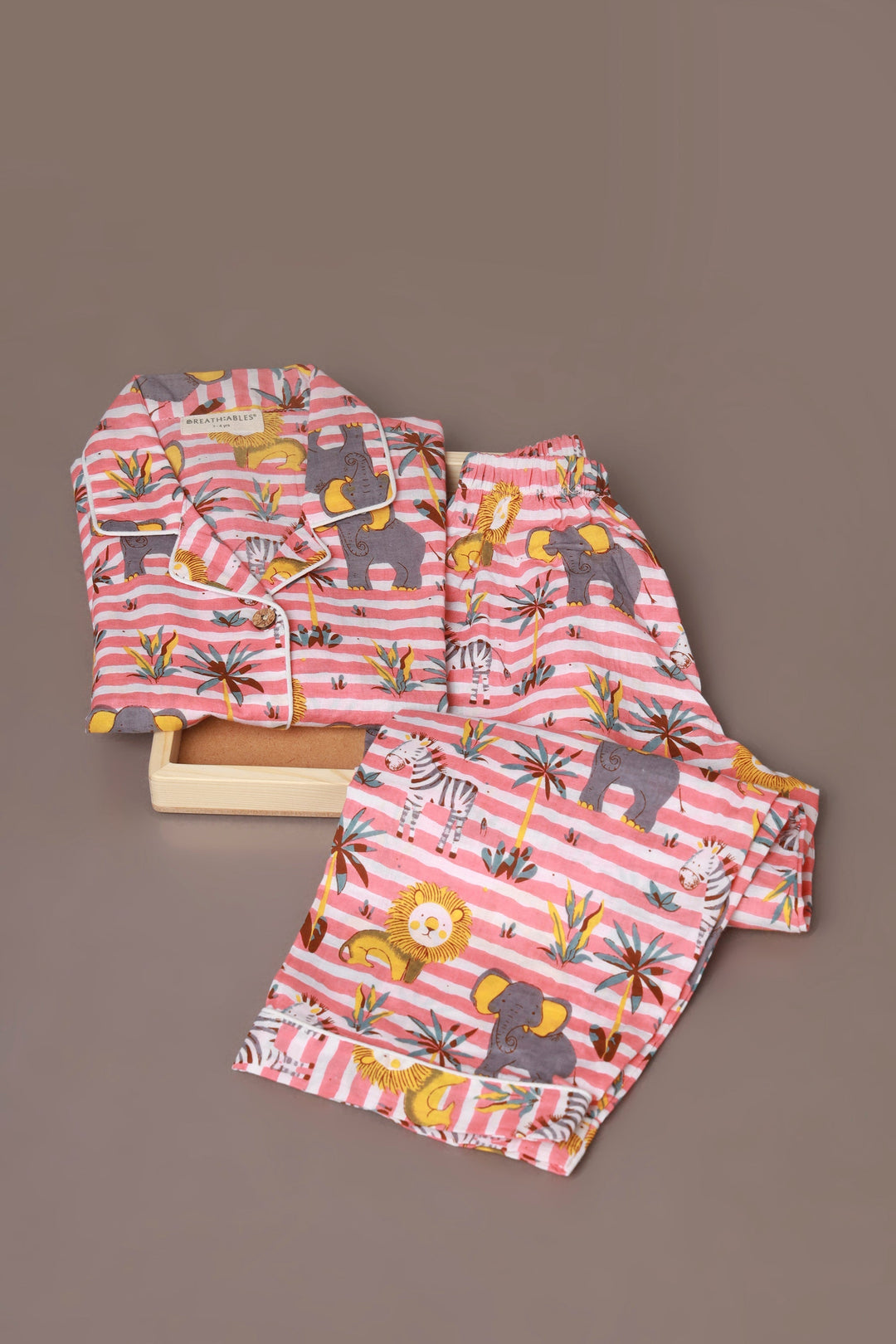 Jungle Book Stripe Print Cotton Shirt & Pyjama Kids Unisexwear Set | SHOBITAM