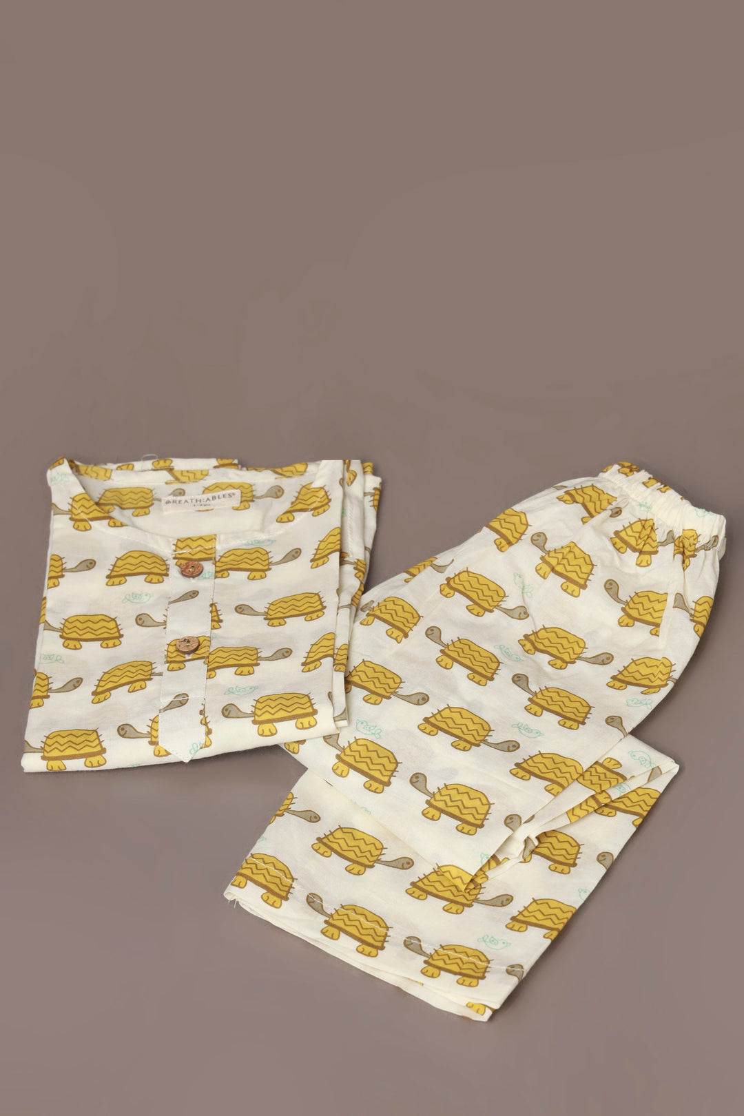 Mango Turtle Print Co-ord Nightsuit with Kurta and Pyjama for Kids Unisex | SHOBITAM