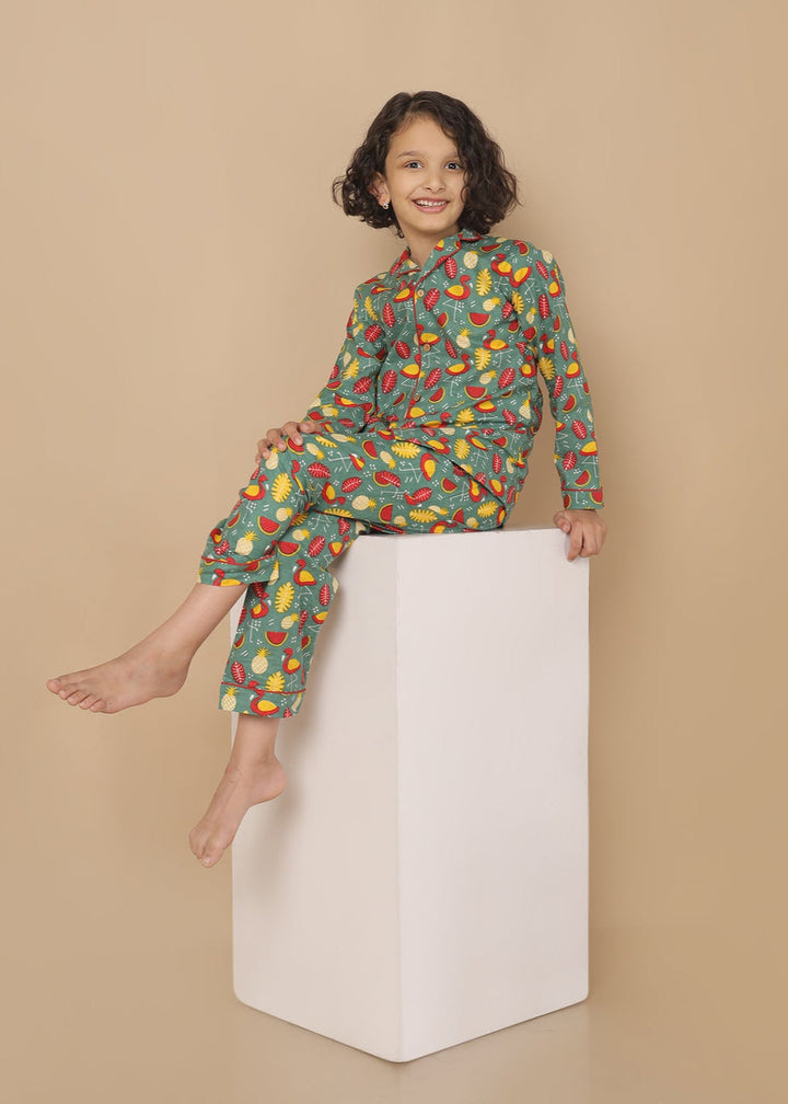 Fruit Platter print Kids Unisex NightSuit | SHOBITAM