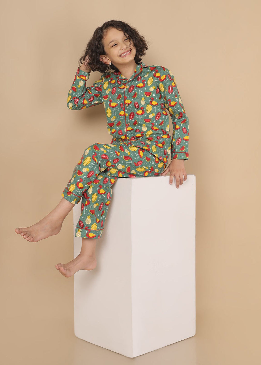 Fruit Platter print Kids Unisex NightSuit | SHOBITAM
