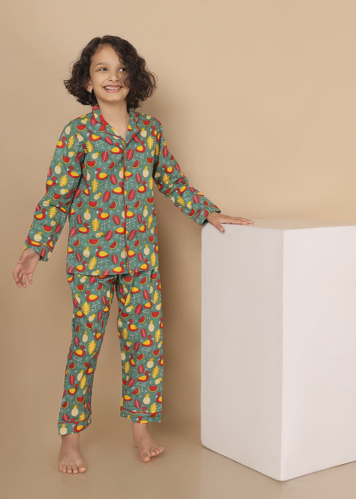 Fruit Platter print Kids Unisex NightSuit | SHOBITAM