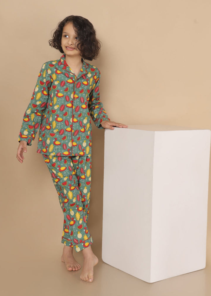 Fruit Platter print Kids Unisex NightSuit | SHOBITAM
