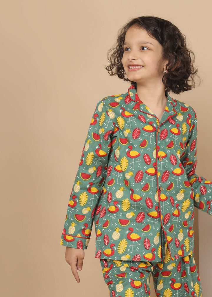 Fruit Platter print Kids Unisex NightSuit | SHOBITAM
