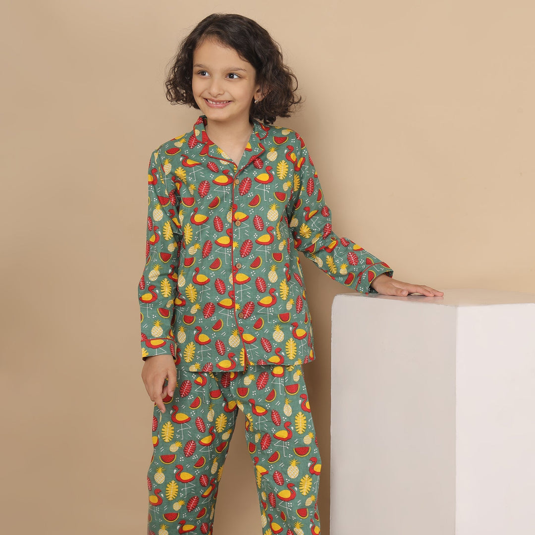 Fruit Platter print Kids Unisex NightSuit | SHOBITAM