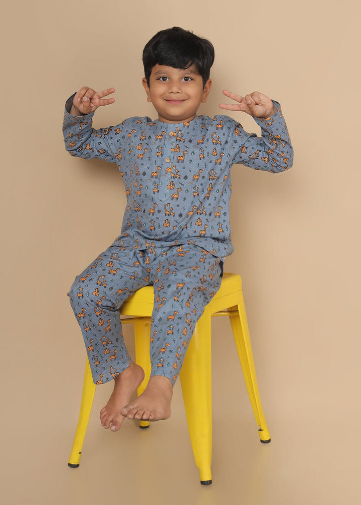 Giraffe Land Cotton Nightsuit | SHOBITAM