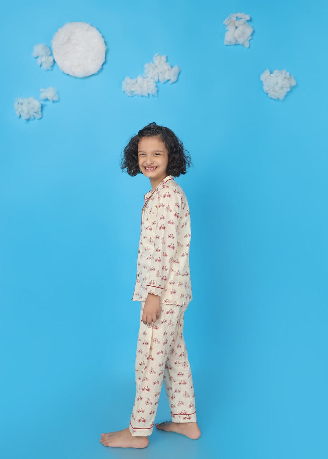 Happy Cycle Print Kids Unisex Nightsuit | SHOBITAM