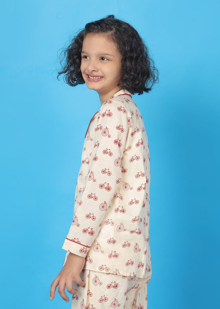 Happy Cycle Print Kids Unisex Nightsuit | SHOBITAM