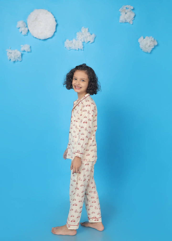 Happy Cycle Print Kids Unisex Nightsuit | SHOBITAM