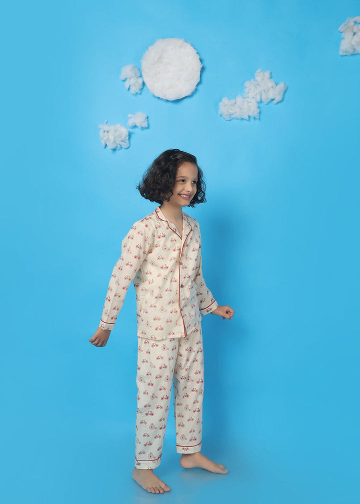 Happy Cycle Print Kids Unisex Nightsuit | SHOBITAM