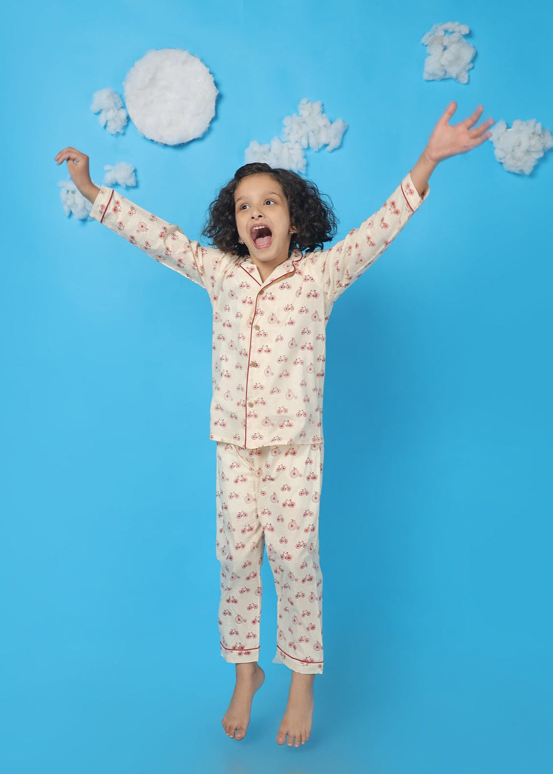Happy Cycle Print Kids Unisex Nightsuit | SHOBITAM