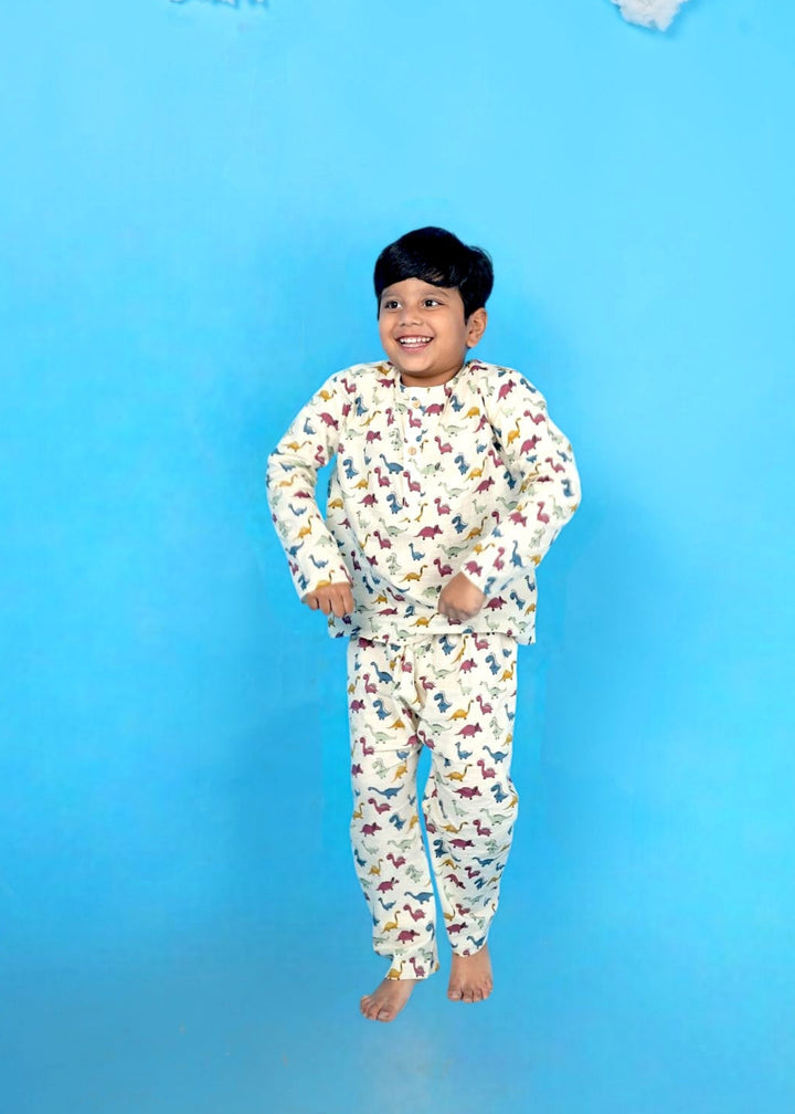 My Dinosaur Park Print Kids Unisex Nightsuit | SHOBITAM