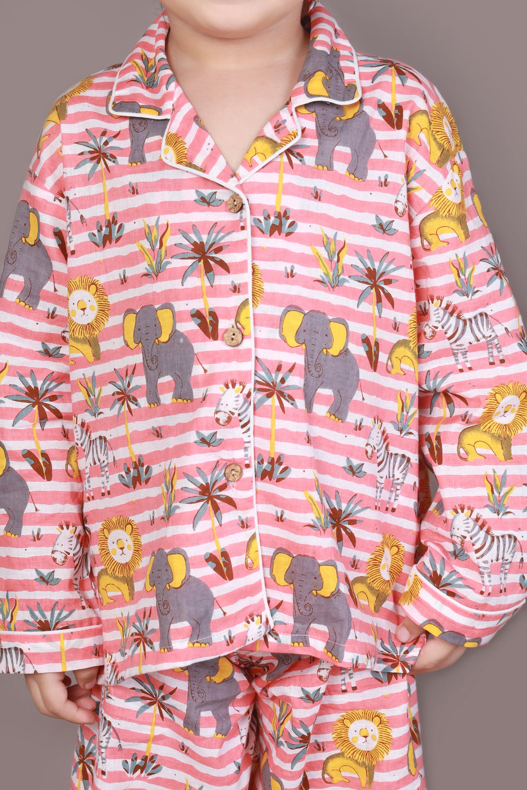 Jungle Book Stripe Print Cotton Shirt & Pyjama Kids Unisexwear Set | SHOBITAM