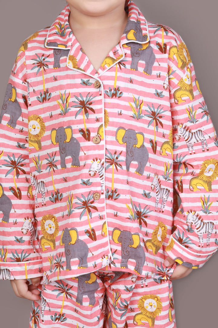 Jungle Book Stripe Print Cotton Shirt & Pyjama Kids Unisexwear Set | SHOBITAM
