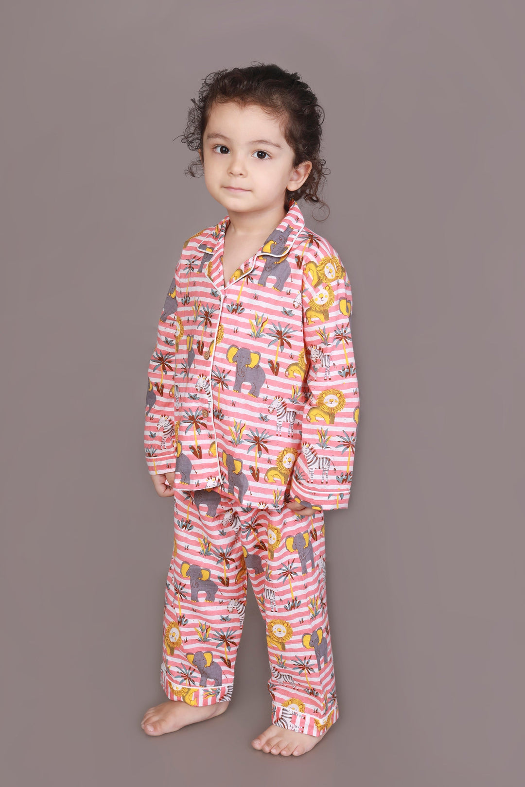 Jungle Book Stripe Print Cotton Shirt & Pyjama Kids Unisexwear Set | SHOBITAM