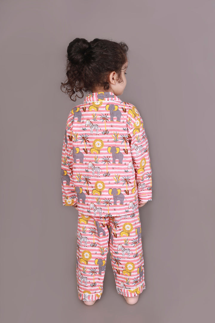 Jungle Book Stripe Print Cotton Shirt & Pyjama Kids Unisexwear Set | SHOBITAM
